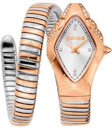 Just Cavalli Signature Snake Srebrny/Stal w kolorze różowego złota Ø22 mm JC1L306M0075