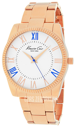 Kenneth Cole Classic Biały/Stal w kolorze różowego złota Ø38 mm 10019415