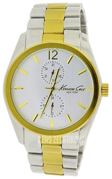 Kenneth Cole Biały/Stal w odcieniu złota Ø42 mm KCW3039