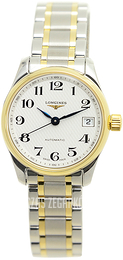 Longines Master Biały/18 karatowe żółte złoto Ø25.5 mm L2.128.5.78.7