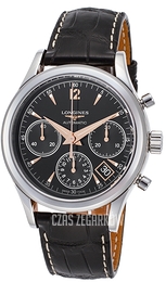 Longines Heritage Czarny/Skóra Ø39 mm L2.742.4.56.0