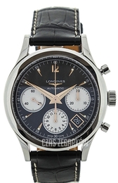 Longines Heritage Czarny/Skóra Ø39 mm L2.742.4.92.0