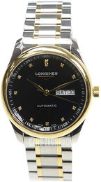 Longines Master Czarny/18 karatowe żółte złoto Ø38.5 mm L2.755.5.57.7