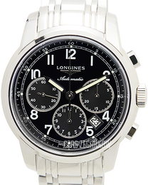 Longines Saint-Imier Czarny/Stal Ø43 mm L2.784.4.53.6