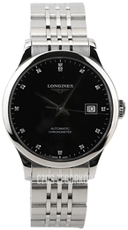 Longines Record Czarny/Stal Ø38.5 mm L2.820.4.57.6