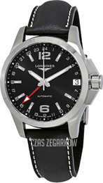 Longines Conquest Gmt Czarny/Skóra Ø41 mm L3.687.4.56.2