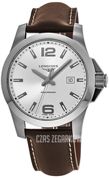 Longines Conquest Srebrny/Skóra Ø43 mm L3.760.4.76.5