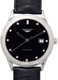 Longines Flagship Czarny/Skóra Ø38.5 mm L4.874.4.57.2