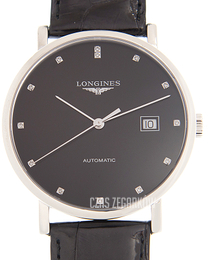 Longines Elegant Czarny/Skóra Ø39 mm L4.910.4.57.2