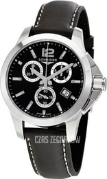 Longines Conquest Czarny/Skóra Ø35 mm L3.279.4.56.3