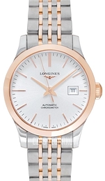 Longines Record Srebrny/18 karatowe różowe złoto Ø30 mm L2.321.5.72.7