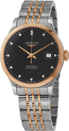 Longines Record Czarny/18 karatowe różowe złoto Ø38.5 mm L2.820.5.57.7