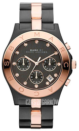 Marc by Marc Jacobs Czarny/Stal w kolorze różowego złota Ø40 mm MBM3180