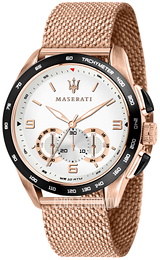Maserati Traguardo Biały/Stal w kolorze różowego złota Ø45 mm R8873612011