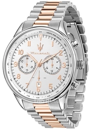 Maserati Tradizione Biały/Stal w kolorze różowego złota Ø45 mm R8873646002