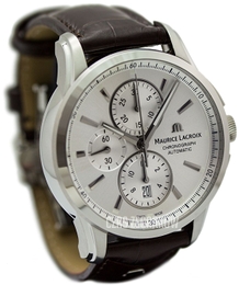 Maurice Lacroix Pontos Chronographe Srebrny/Skóra Ø43 mm PT6388-SS001-130-1