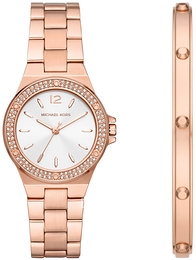 Michael Kors Lennox Biały/Stal w kolorze różowego złota Ø33 mm MK1073SET