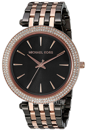 Michael Kors Darci Czarny/Stal w kolorze różowego złota Ø33 mm MK3584