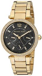Michael Kors Parker Czarny/Stal w odcieniu złota Ø33 mm MK3790