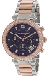 Michael Kors Parker Niebieski/Stal w kolorze różowego złota Ø39 mm MK6141
