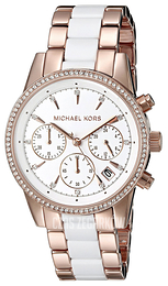 Michael Kors Ritz Biały/Stal w kolorze różowego złota Ø37 mm MK6324