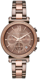 Michael Kors Brązowy/Stal w kolorze różowego złota Ø39 mm MK6696