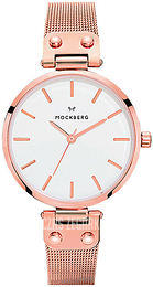 Mockberg Mesh Biały/Stal w kolorze różowego złota Ø34 mm MO307