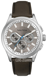 Nautica NCT Srebrny/Skóra Ø44 mm A16693G