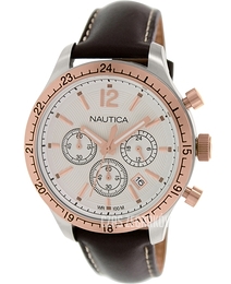 Nautica BFD 104 Biały/Skóra Ø44 mm N17638G