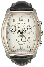 Nautica Chronograph Srebrny/Skóra N37501