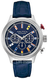 Nautica Chronograph Niebieski/Skóra Ø44 mm NAI16520G