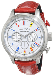 Nautica Chronograph Srebrny/Skóra Ø44 mm NAI18515G