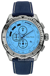 Nautica Chronograph Niebieski/Skóra Ø48 mm NAI19519G