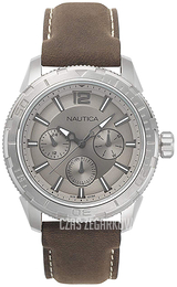 Nautica Multifunction Srebrny/Skóra Ø48 mm NAPSTL002