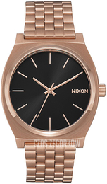Nixon The Time Teller Czarny/Stal w kolorze różowego złota A0452598-00