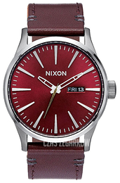 Nixon The Sentry Czerwony/Skóra Ø42 mm A1052073-00