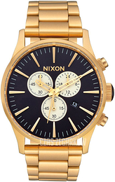 Nixon The Sentry Czarny/Stal w odcieniu złota Ø42 mm A386-2033