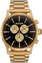 Nixon The Sentry Czarny/Stal w odcieniu złota Ø42 mm A386-510-00