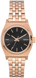 Nixon The Time Teller Czarny/Stal w kolorze różowego złota Ø26 mm A3992598-00