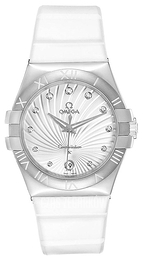 Omega Constellation Quartz 35mm Biały/Guma Ø35 mm 123.12.35.60.52.001