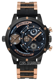 Police Adder Czarny/Stal w kolorze różowego złota Ø50 mm PL14536JSB/02PA