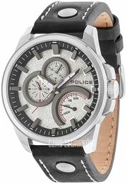 Police Navigator Srebrny/Skóra Ø48 mm PL14799JS/04