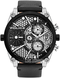 Police Vigor Srebrny/Skóra Ø51 mm PL15381JSTB.04A