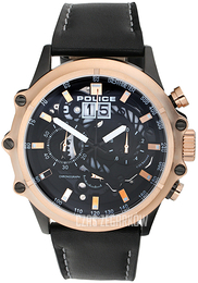 Police Luang Czarny/Skóra Ø49 mm PL16018JSBR.02