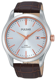 Pulsar X Srebrny/Skóra Ø42 mm PS9305X1