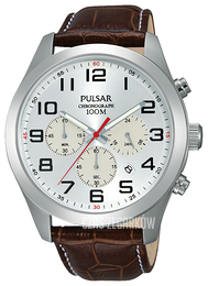 Pulsar Srebrny/Skóra Ø44 mm PT3663X1