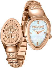 Roberto Cavalli by Franck Muller Dress Biały/Stal w kolorze różowego złota RV1L081M0051