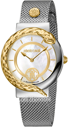 Roberto Cavalli by Franck Muller Dress Biały/Stal w odcieniu złota Ø34 mm RV1L088M0116