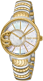 Roberto Cavalli by Franck Muller Dress Biały/Stal w odcieniu złota Ø34 mm RV2L022M0051