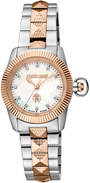 Roberto Cavalli by Franck Muller Dress Biały/Stal w kolorze różowego złota Ø28 mm RV2L036M0111